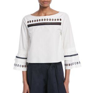 Sophie Eyelet Bell-Sleeve Top